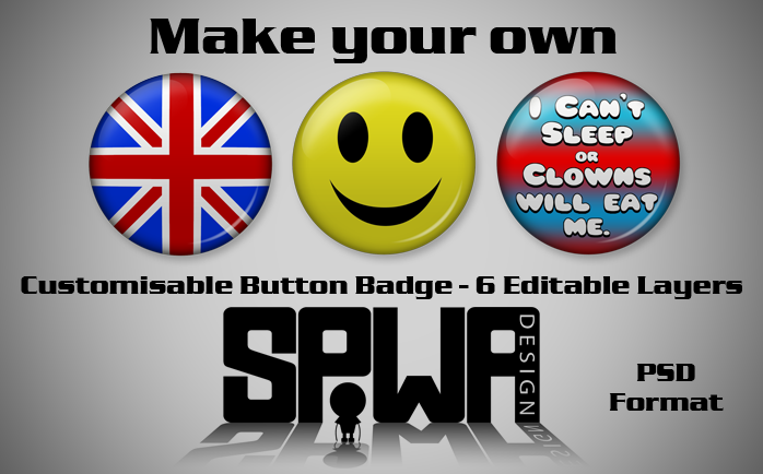 Customisable Button Badge 6 Layer PSD