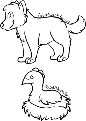 Free lineart - dog and chicken -