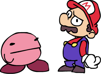 Kirby eats Mario