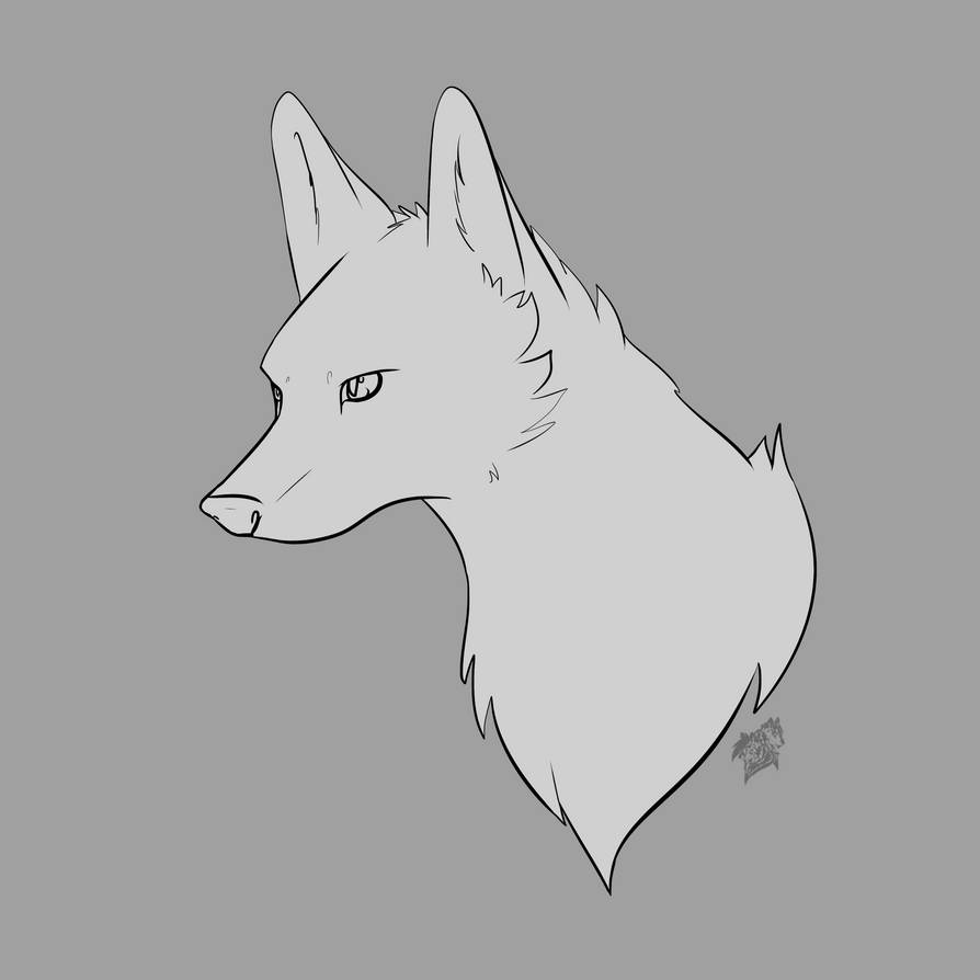 Free Wolf Head LineArt by BlueRakuen on DeviantArt