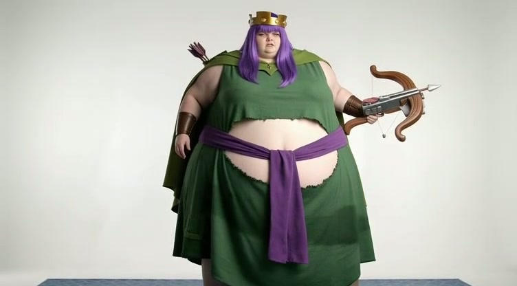 Fat archer queen drinking dark elixir - burping by WithFilias on DeviantArt