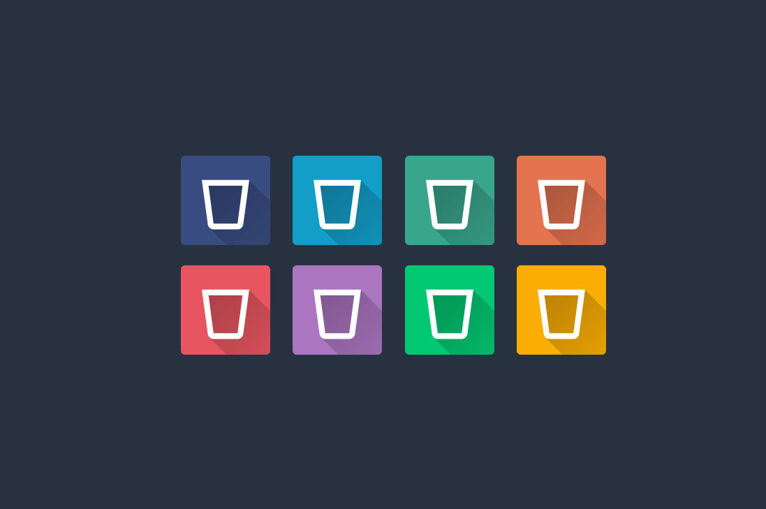 Flat Shadow Empty Recycle Bin Icon Multiple Colors by flat-icons on ...