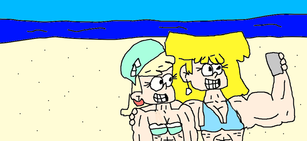 Muscle Lori and Leni Beach Selfie by Simpsonsfanatic33 on DeviantArt