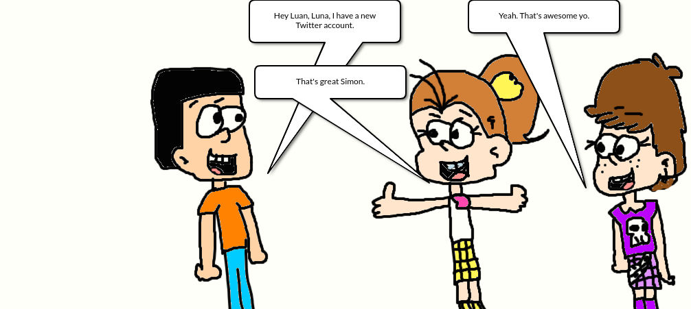 Simon tells Luan and Luna about Twitter by Simpsonsfanatic33 on DeviantArt