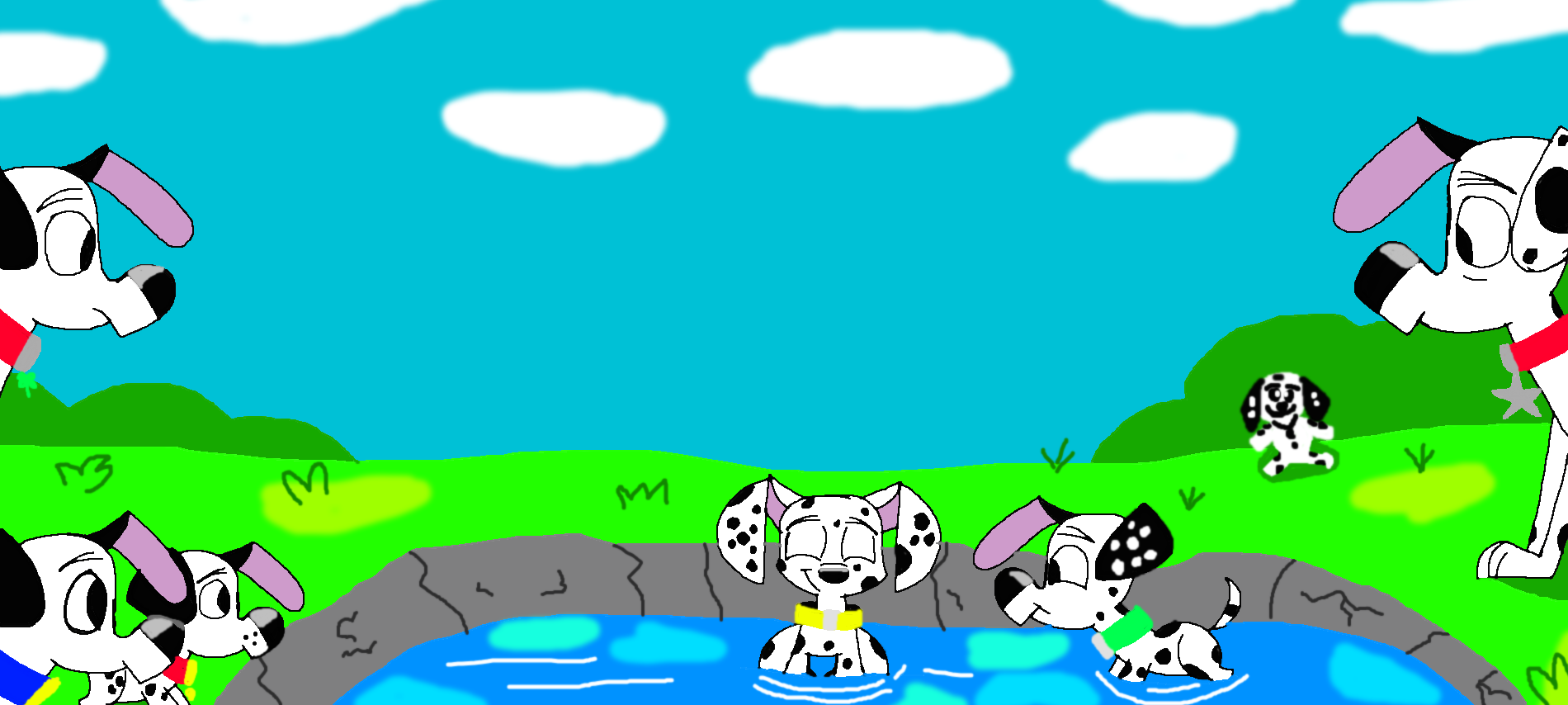 Pups in a pond by LewisDearly2022 on DeviantArt