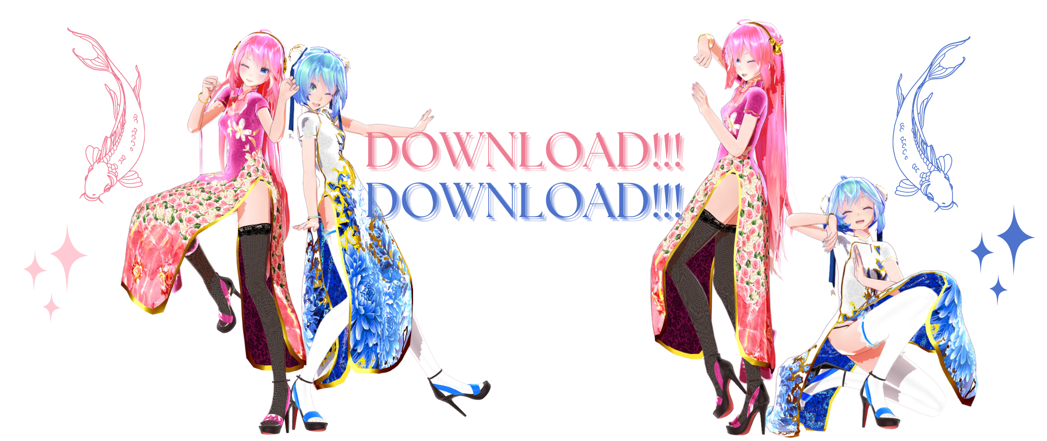 [MMD] Tda China Dress Miku and Luka DOWNLOAD !!! by TheCrystalGeodee on ...