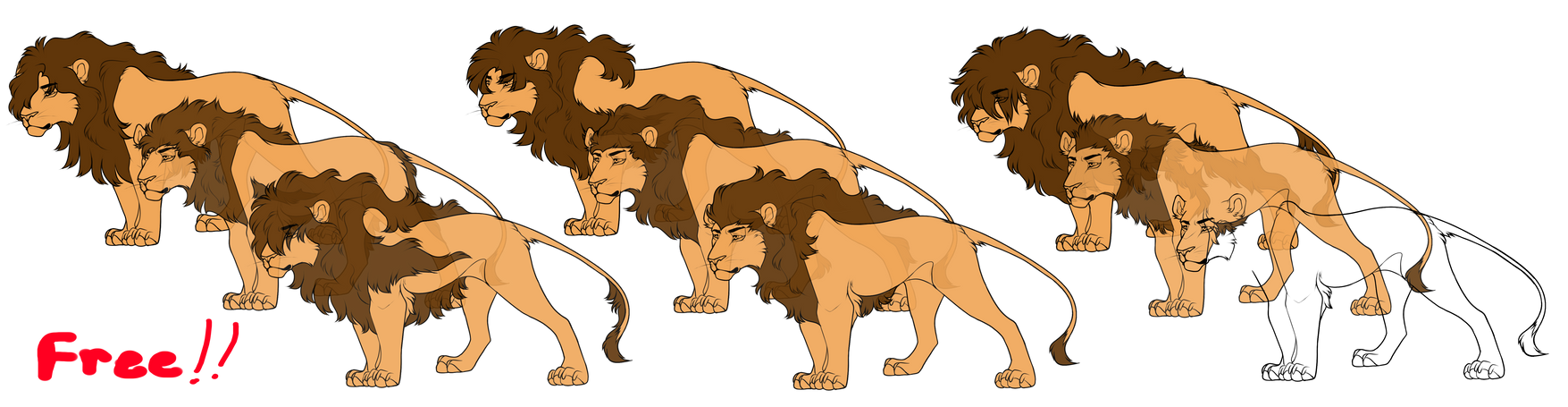 FREE Lion base PSD and PNG (8 Manes)