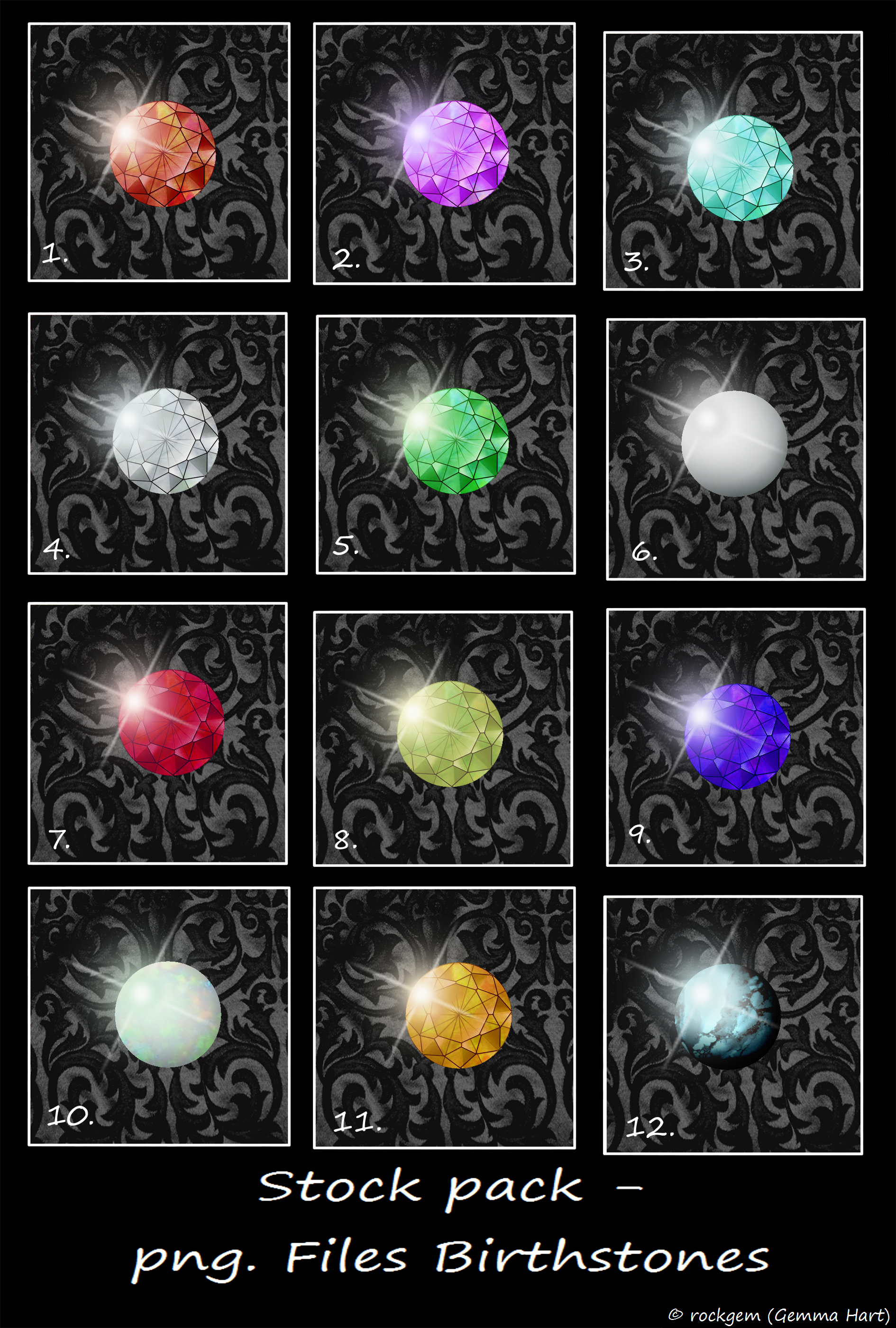Stock Pack - Birthstones. by rockgem on DeviantArt