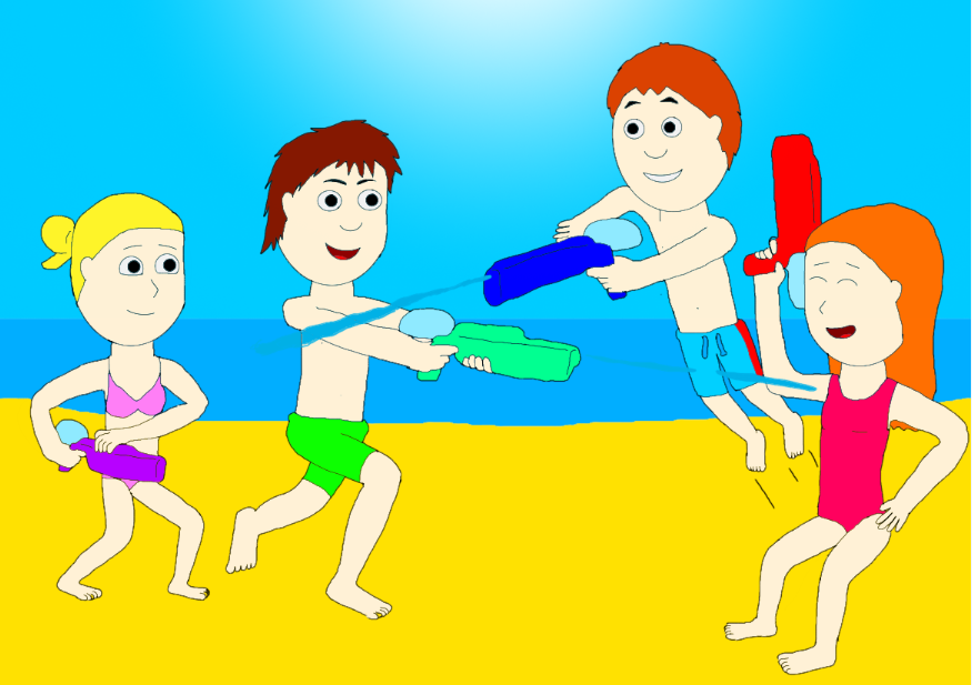 Humanized TTTE Water gun fight by Denngine on DeviantArt