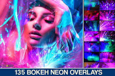 135 NEON BOKEH OVERLAYS textures backgrounds