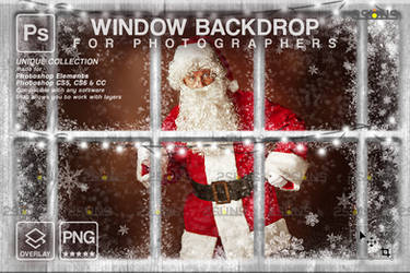 Christmas window photo overlay png frame clipart