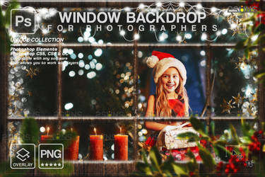 Christmas window photo overlay png frame clipart