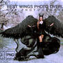 Black digital angel wings overlay Gold White wings