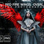 Red digital angel wings overlay Photoshop Daemon