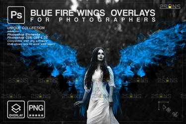Blue fire wings photo overlays Photoshop Daemon