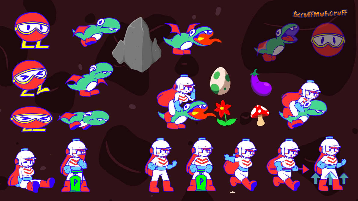 Ms dig dug sprites by ScruffMuhGruff on DeviantArt
