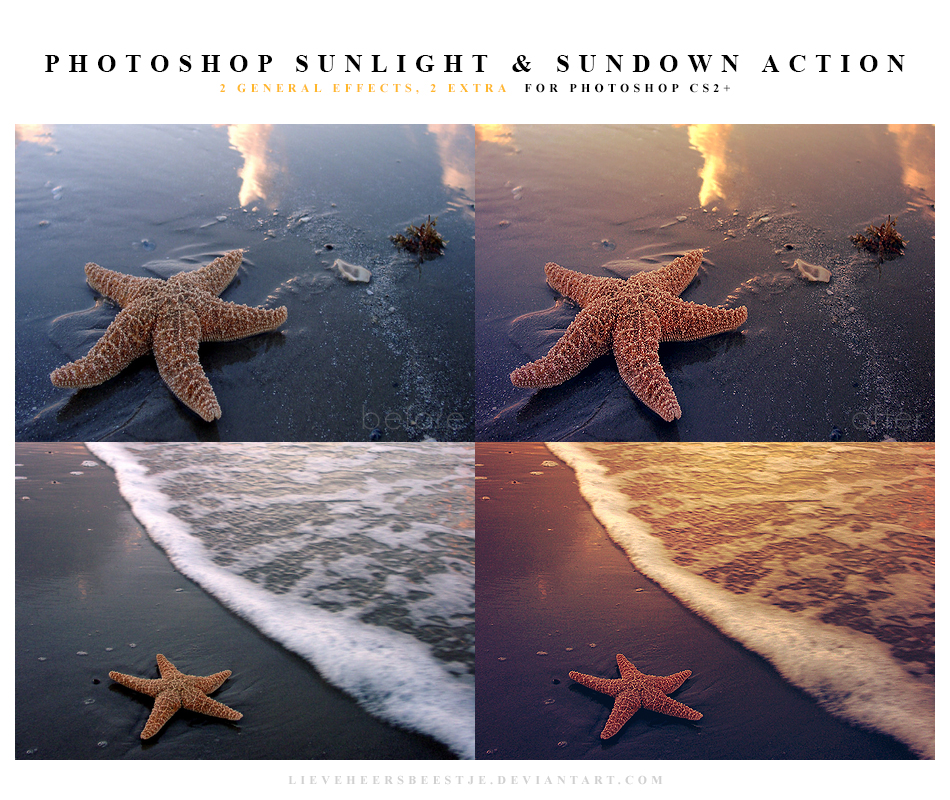 Photoshop sunlight and sundown action