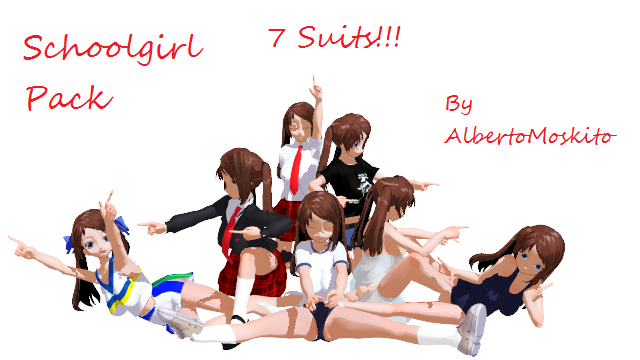Schoolgirl Pack with 7 Suits for MMD DL by AlbertoMoskito on DeviantArt