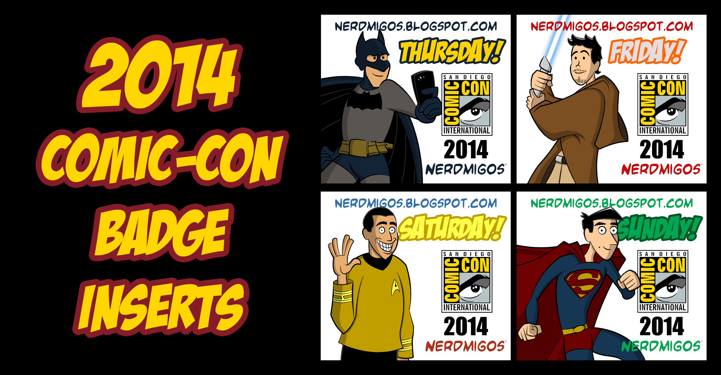 Nerdmigos Print N' Play Comic-Con 2014 Badge Set by IAMO76
