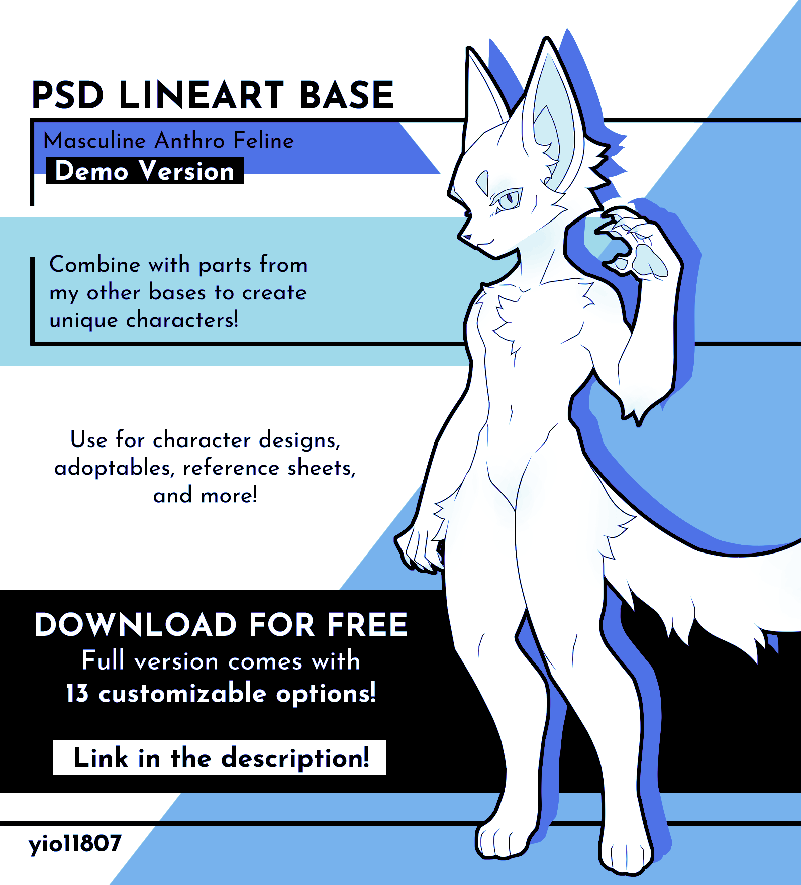 F2U DEMO || masculine anthro feline base by yio11807 on DeviantArt
