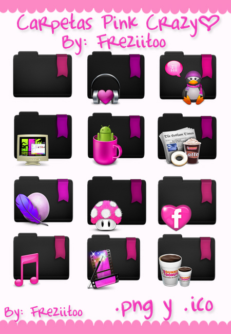 Icons Folders Pink Crazy