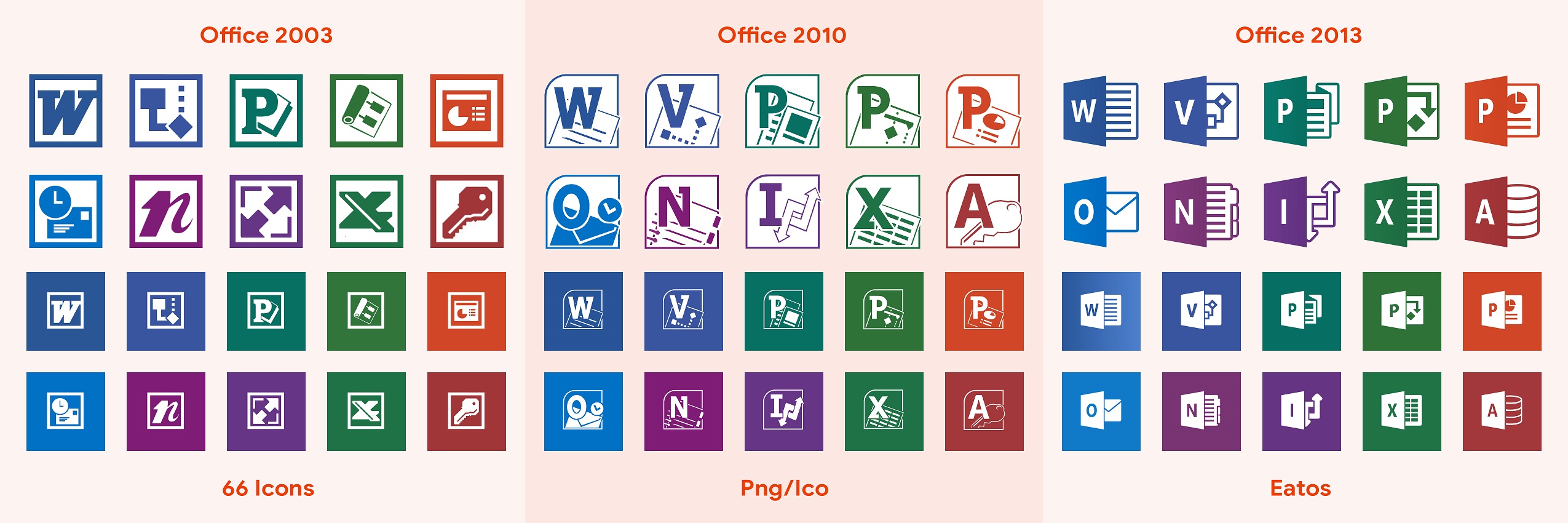 Office Flat Icons (2003, 2010, 2013) by EatosDesign on DeviantArt