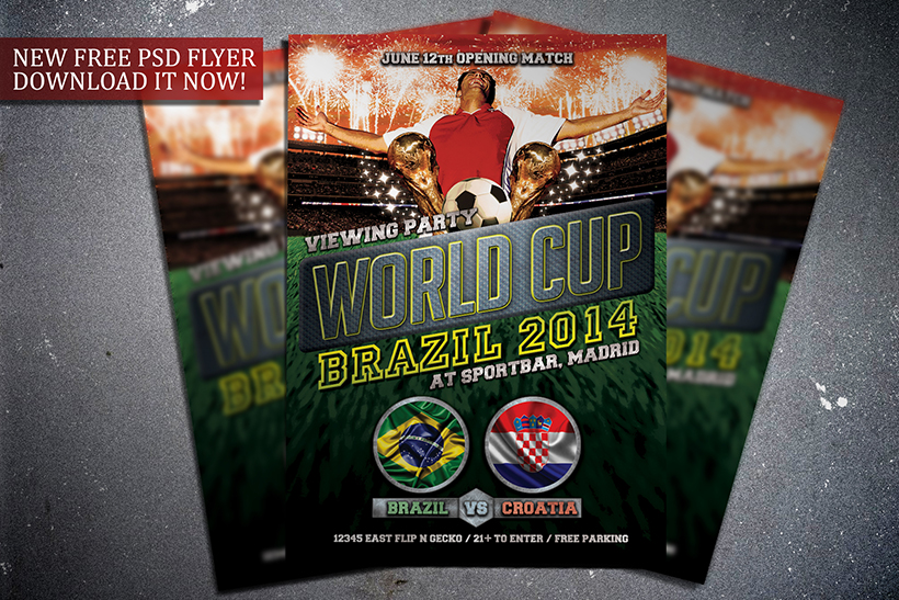 Free Soccer World Cup 2014 Flyer Template