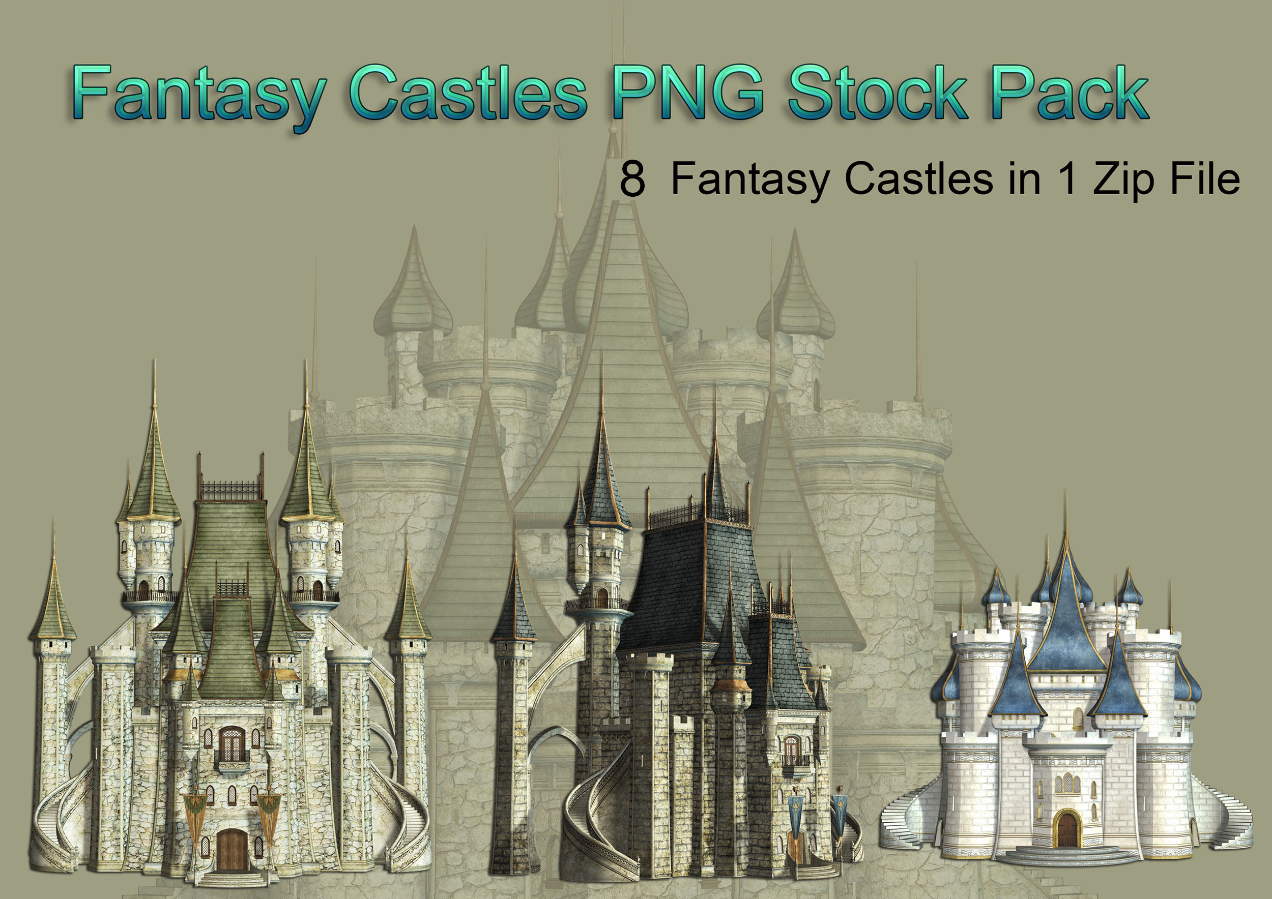 Fantasy Castle PNG Stock Pack
