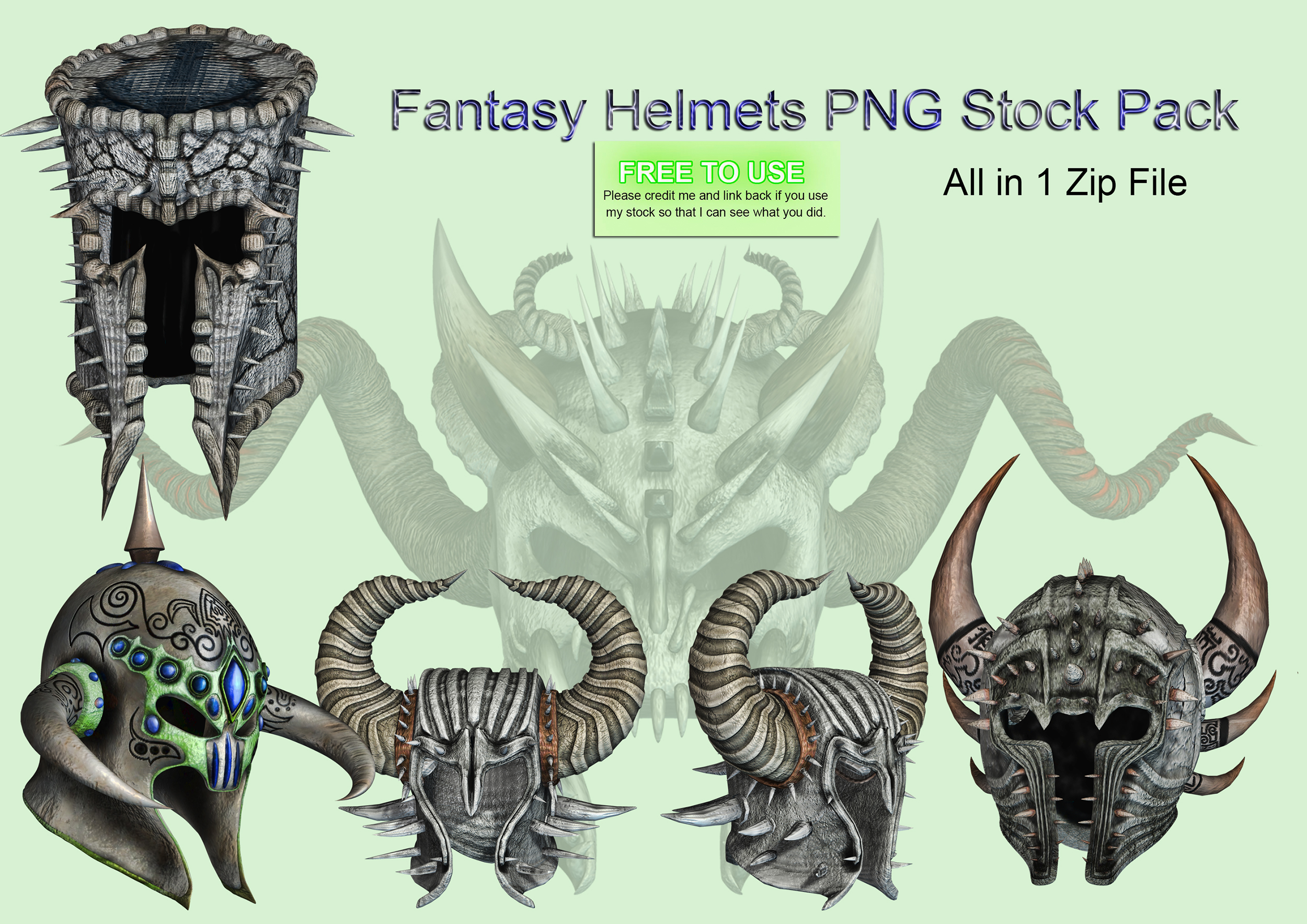 Fantasy Helmets PNG Stock Pack