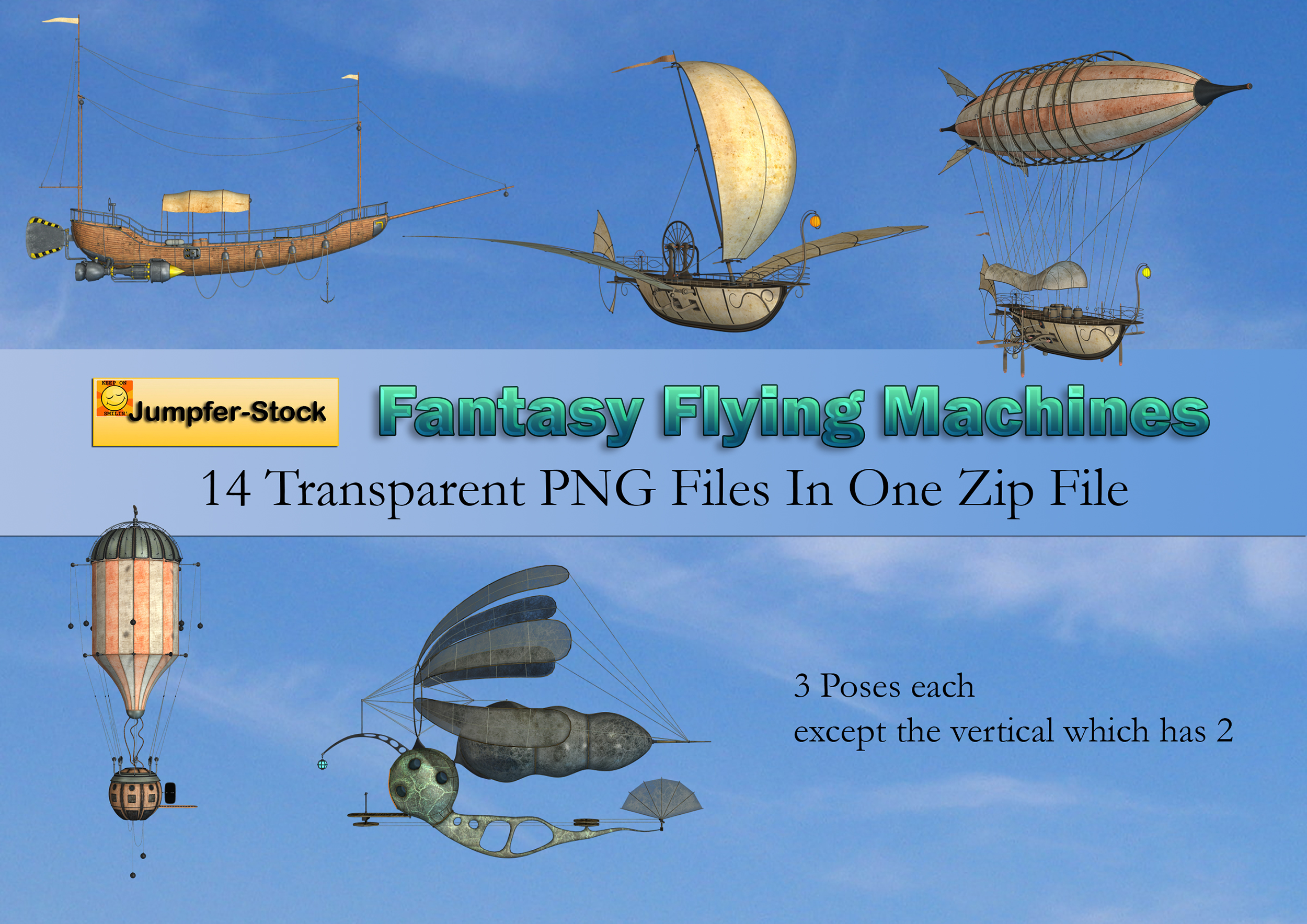 Fantasy Flying Machines PNG Stock Pack