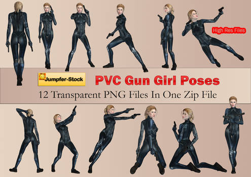 PVC Gun Girl Poses PNG Stock Pack