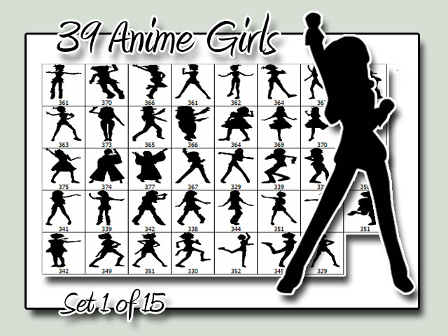 Anime Girl Silhouettes - Set 1