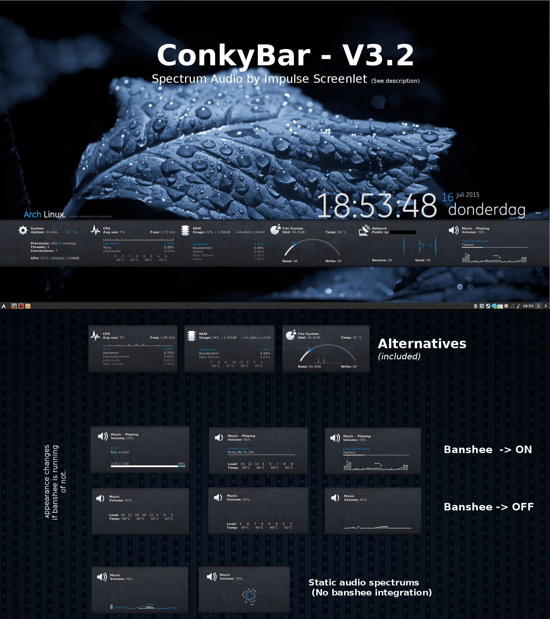 ConkyBar - Conky config [Conky 1.10]