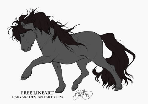 Free to Use Lineart - Extended Trot Pony