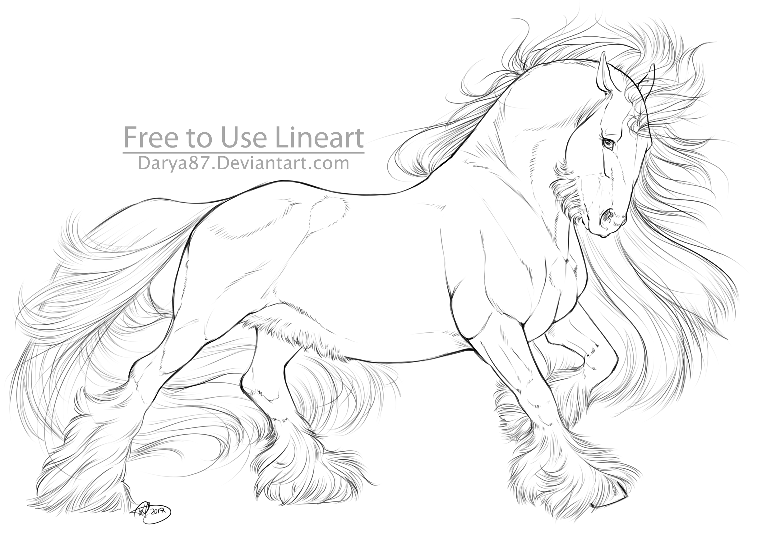 Free To Use Lineart Gypsy Vanner 2017