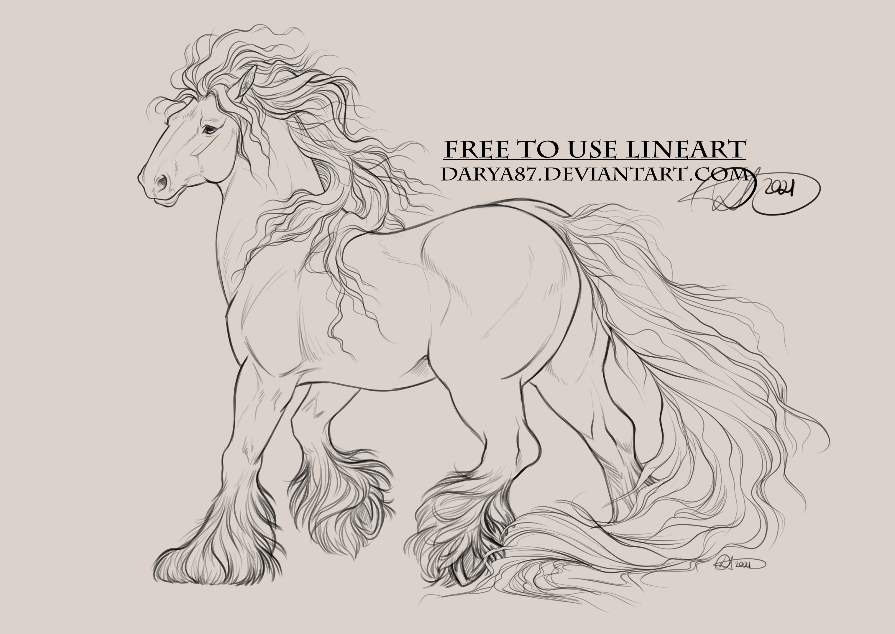 FREE TO USE LINEART Gypsy Vanner [Redraw] by Darya87 on DeviantArt