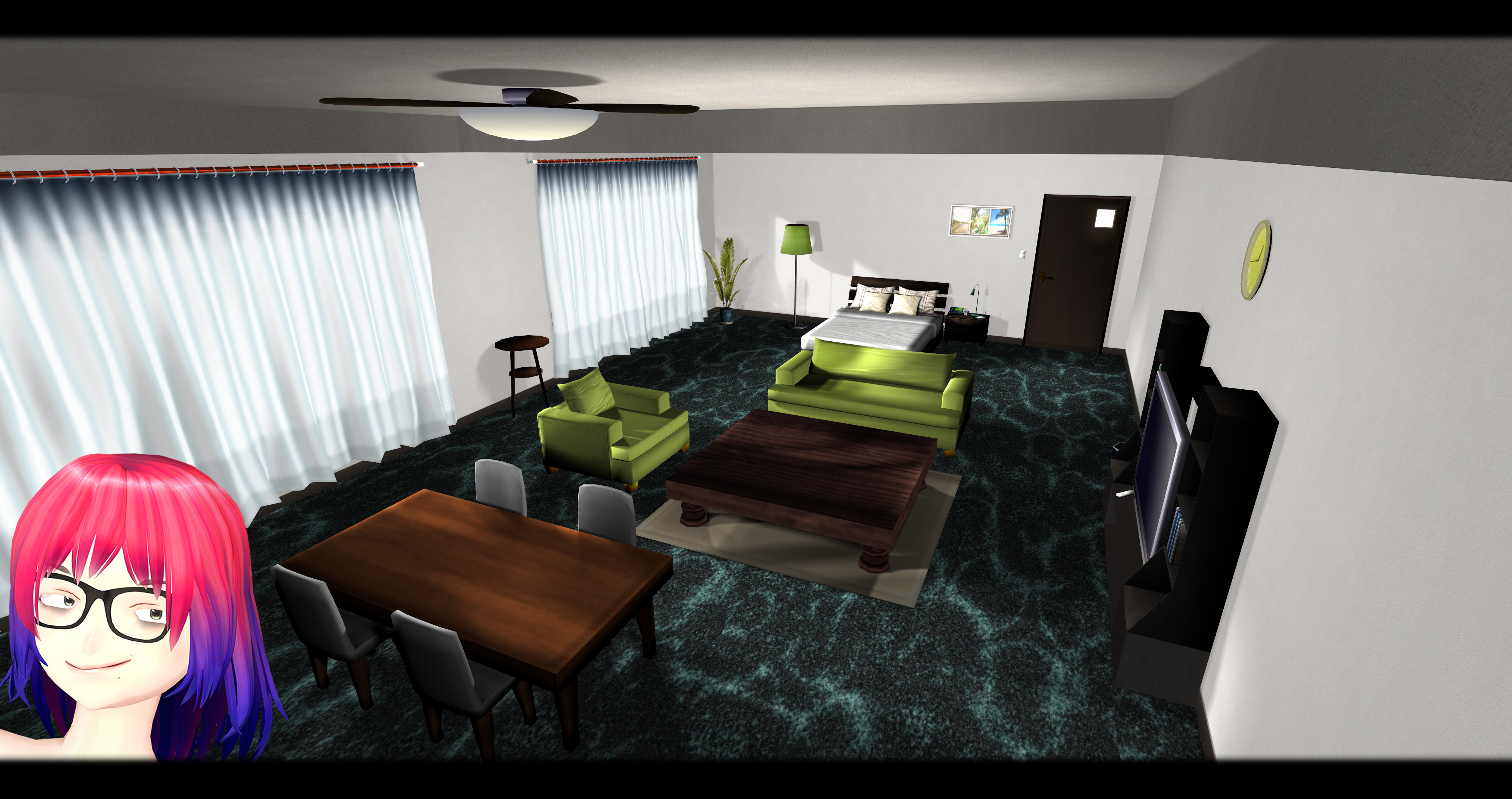 [MMD] Bedroom with Living Room DL ~