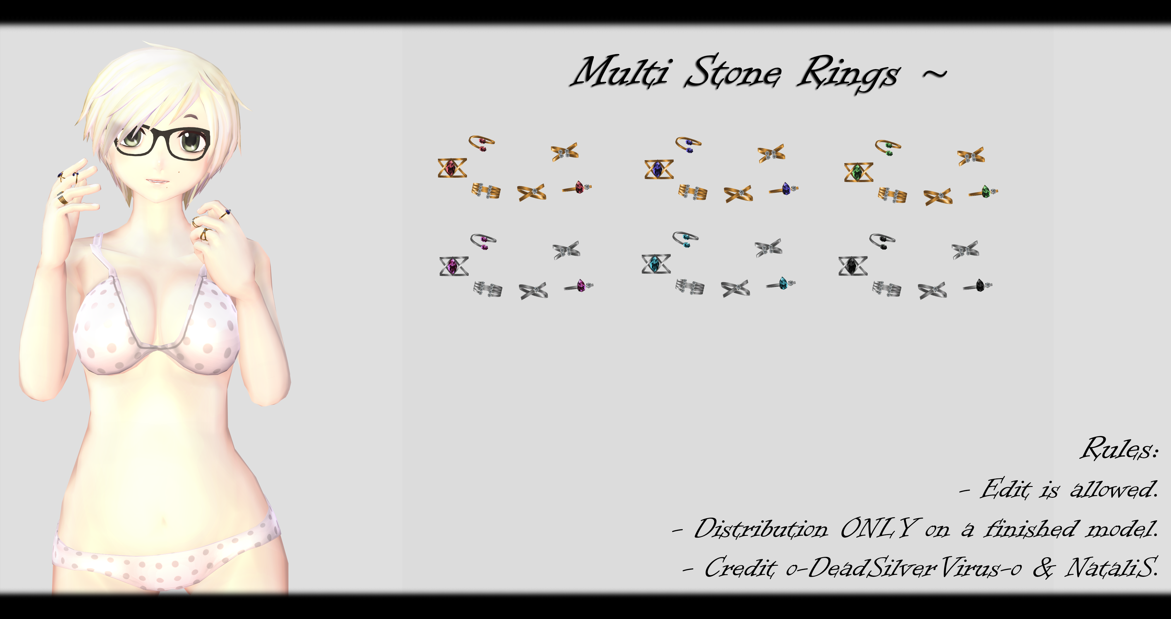 [MMD] Multi Stone Rings DL ~