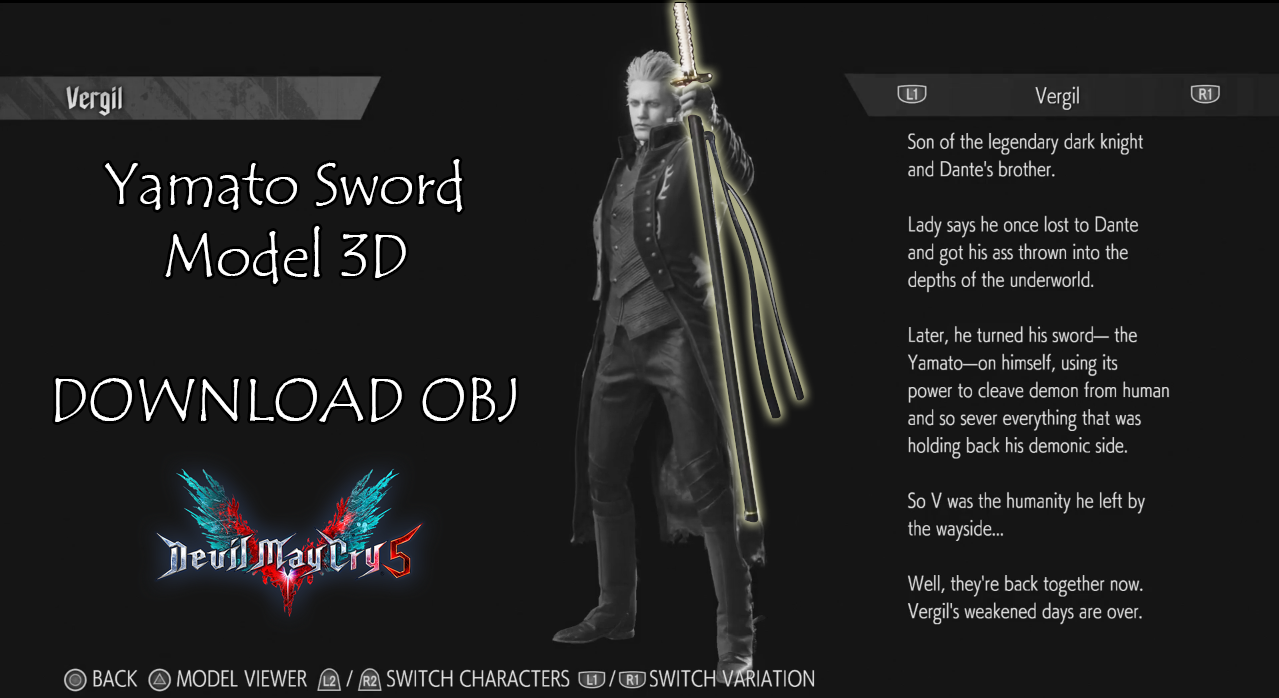 Yamato Sword (DMC - Vergil) - 3D model by esuriddick (@esuriddick) [5ed3947]