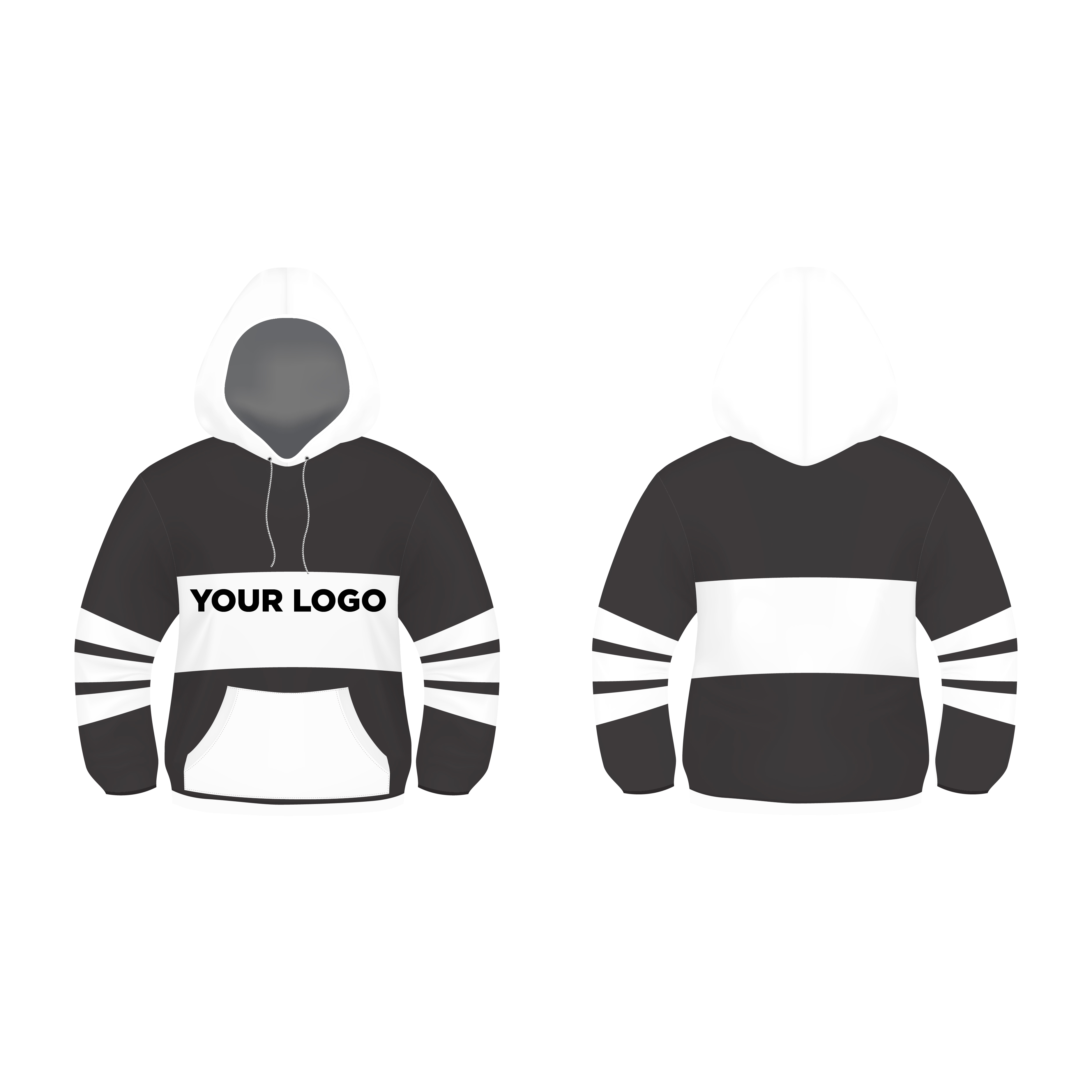 Black and White Hoodie Design Vector Template FREE