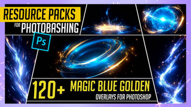 PHOTOBASH 120+ Magic Blue Golden Overlay Effects