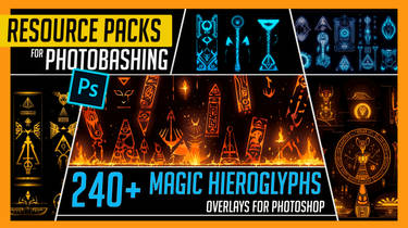  240+ Magic Hieroglyphs, Runes, Overlay Effects