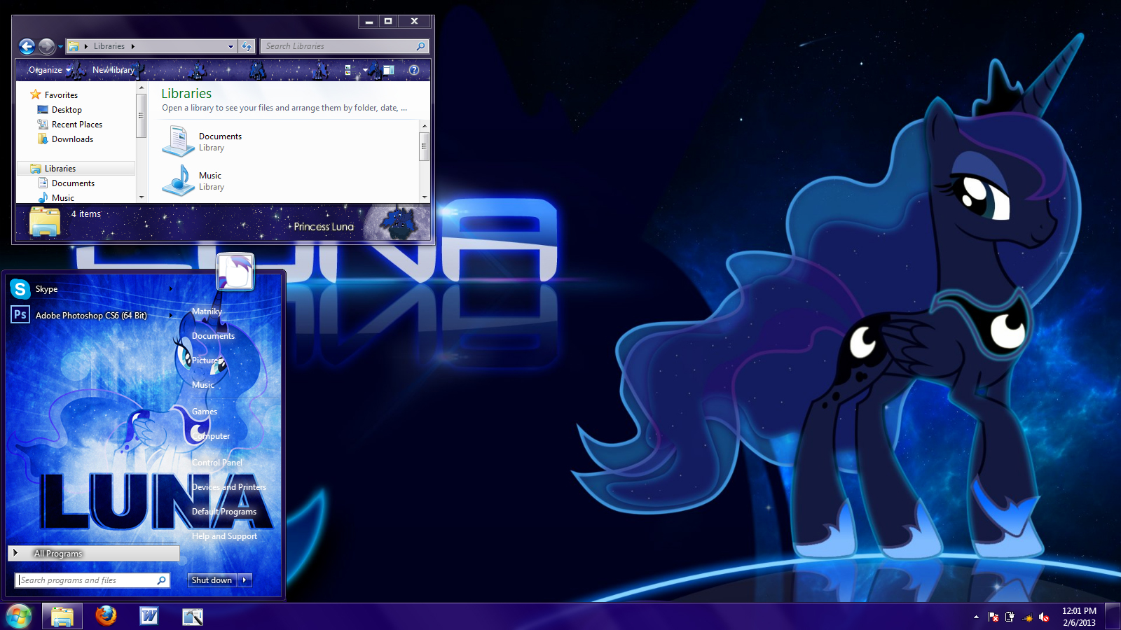 Princess Luna Windows 7 theme