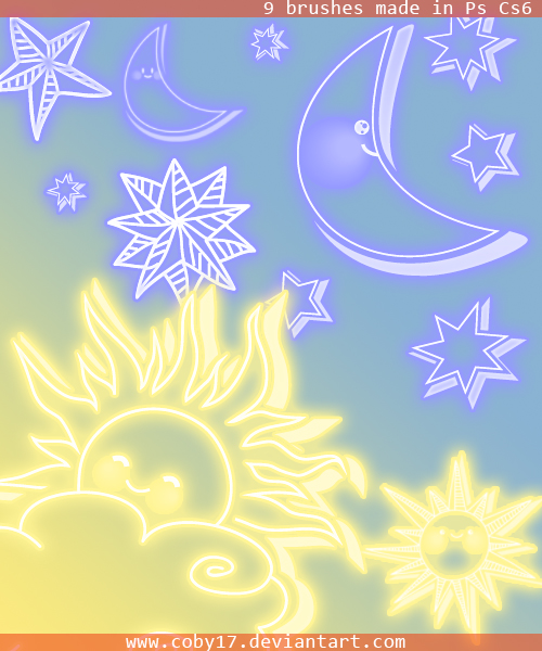 Sun, Moon and Stars Brushes by Coby17 on DeviantArt