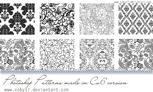 Floral Black and White Photoshop Patterns.