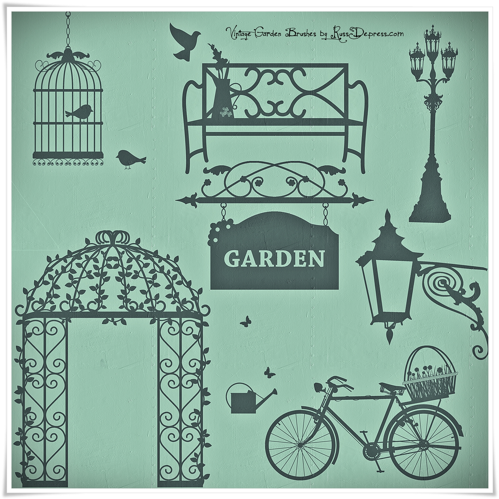 Romantic Vintage Garden High Res Photoshop Brushes