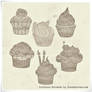 Cupcakes in Grunge High Res PS Brushes