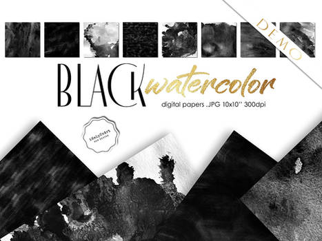 Black Watercolor Textures - FREE DEMO version