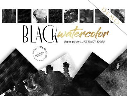 Black Watercolor Textures - FREE DEMO version