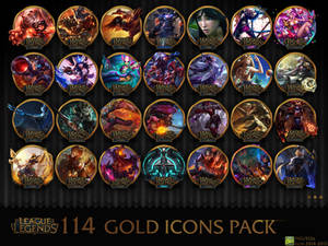 114 League of Legends gold icons pack